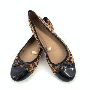 Merona Leopard Print Cap Toe Ballet Flats Size 8.5 Womens Brown Black Slip On